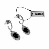 Lange Oorbellen Dames - Zwarte Steen RVS Oorbellen met Hanger