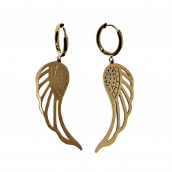 Lange Oorbellen Dames Verguld RVS Oorringen met Engelenvleugel Hanger