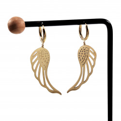 Lange Oorbellen Dames Verguld RVS Oorringen met Engelenvleugel Hanger
