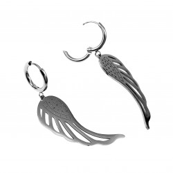Lange Oorbellen Dames RVS Oorringen met Engelenvleugel Hanger