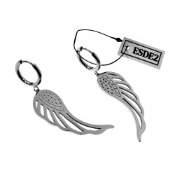 Lange Oorbellen Dames RVS Oorringen met Engelenvleugel Hanger