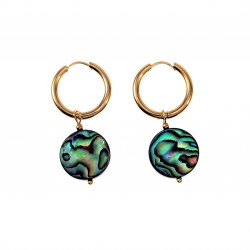 ∅19mm Oorringen Verguld RVS - Oorbellen met Multicolor Abalone Schelp