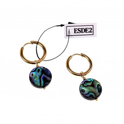 ∅19mm Oorringen Verguld RVS - Oorbellen met Multicolor Abalone Schelp