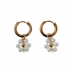∅15mm Oorringen Kristalparel - Verguld RVS Oorbellen met Bloem Hanger