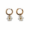 ∅15mm Oorringen Kristalparel - Verguld RVS Oorbellen met Bloem Hanger