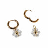 ∅15mm Oorringen Kristalparel - Verguld RVS Oorbellen met Bloem Hanger