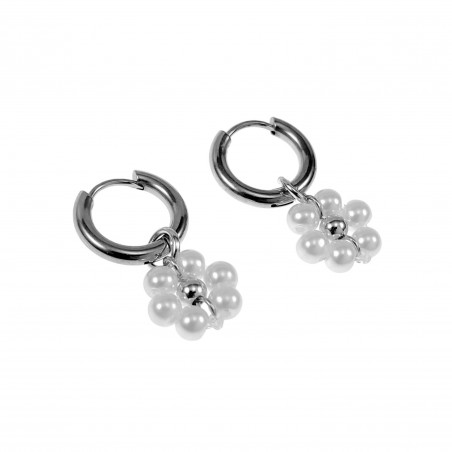 ∅15mm Oorringen Kristalparel - RVS Oorbellen met Bloem Hanger