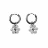 ∅15mm Oorringen Kristalparel - RVS Oorbellen met Bloem Hanger