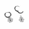 ∅15mm Oorringen Kristalparel - RVS Oorbellen met Bloem Hanger