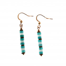 Lange Oorhangers Natuurstenen Turquoise -Wit Verguld RVS Oorbellen