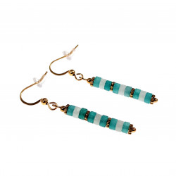 Lange Oorhangers Natuurstenen Turquoise -Wit Verguld RVS Oorbellen