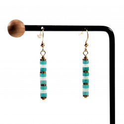 Oorhangers Dames - Natuurstenen Turquoise - Wit - Verguld RVS - Lange Oorbellen