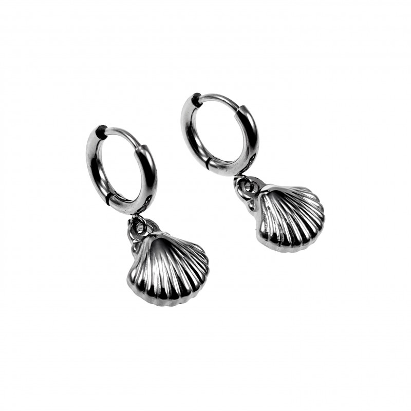 ∅12mm Oorbellen Dames - RVS - Oorringen met Schelphanger ∅12mm Oorbellen Dames - RVS - Oorringen met Schelphanger