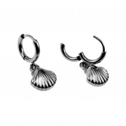 ∅12mm Oorbellen Dames - RVS - Oorringen met Schelphanger