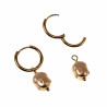 ∅16mm Oorringen Dames - Verguld RVS Oorbellen met Boeddha-Hoofd Hanger