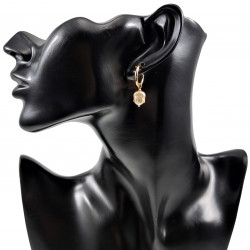 ∅16mm Oorringen Dames - Verguld RVS Oorbellen met Boeddha-Hoofd Hanger