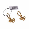 ∅14mm Oorringen Dames - Verguld RVS Oorbellen met Ginkgo Blad Hanger