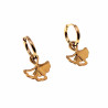 ∅14mm Oorringen Dames - Verguld RVS Oorbellen met Ginkgo Blad Hanger