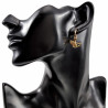 ∅14mm Oorringen Dames - Verguld RVS Oorbellen met Ginkgo Blad Hanger