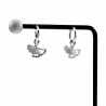 ∅14mm Oorringen Dames - RVS Oorbellen met Ginkgo Blad Hanger