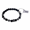 RVS Skull Grijze-zwarte Natuursteen Armband Elastische Kralen Armband