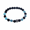 RVS Skull Turquoise -zwarte Natuursteen Armband Elastische Kralen