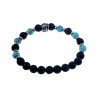 RVS Skull Turquoise -zwarte Natuursteen Armband Elastische Kralen