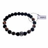 Elastische Armband Heren - RVS Skull - Bruin-Zwarte Natuursteen Armband - Kralen Armband