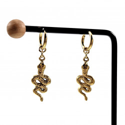 ∅14mm Oorringen Dames - Verguld RVS - Oorbellen met slangen Hanger