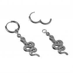 ∅14mm Oorringen Dames - Roestvrij Staal - Oorbellen met Slangen Hanger