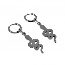 ∅14mm Oorringen Dames - RVS - Oorbellen met slangen Hanger