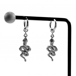∅14mm Oorringen Dames - RVS - Oorbellen met slangen Hanger