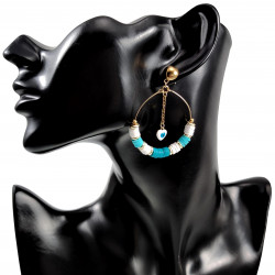 Lange Oorbellen Dames - Verguld RVS Oorbellen met Turkse Oog Hanger