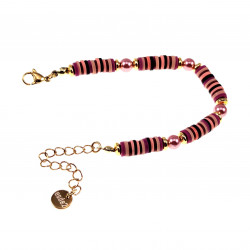 Roze Polymeerklei Kralen Armband Dames - Verguld RVS - Verstelbaar