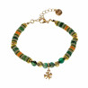 Polymeerklei Armband Dames - Verguld RVS - Groen-Geel-Orange Armband - Armband met Klaver Hanger - Verstelbaar Armband