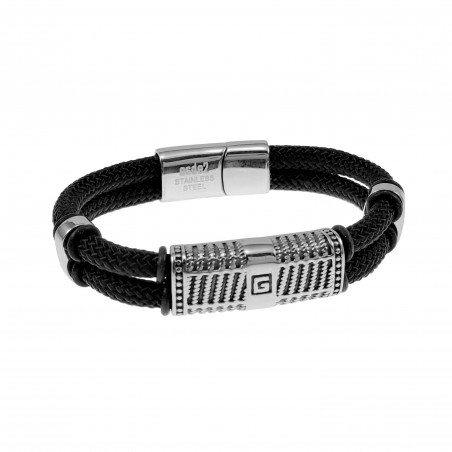 Heren Zwarte Nylon Armband RVS Griekse Stijl Armband met een letter G