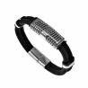 21cm x 12mm Armband Heren - Zwarte Nylon Armband - Roestvrij Staal - Griekse Stijl Armband met een letter "G"