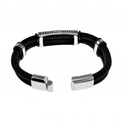 Heren Zwarte Nylon Armband RVS Griekse Stijl Armband 21cm x 12mm