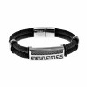 Heren Zwarte Nylon Armband RVS Griekse Stijl Armband 21cm x 12mm