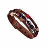 Infinity Armband Unisex - Houtkleurige Bruin Leer - Leder Armband met Multicolor-Veters