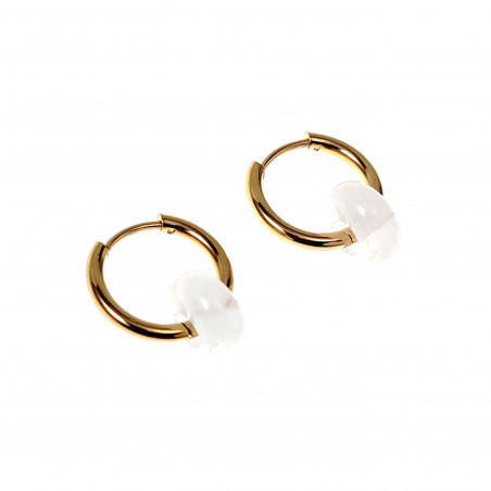 ∅16mm Oorringen Donut Dames Natuurlijke Kwartssteen Verguld RVS