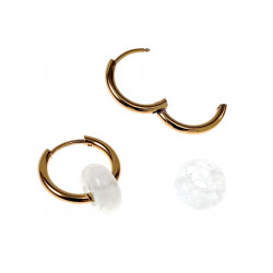 ∅16mm Oorringen Donut Dames Natuurlijke Kwartssteen Verguld RVS
