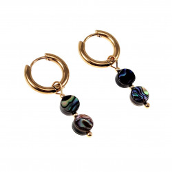 ∅15mm Oorringen Dames - Natuurlijke Multicolor Abalone Schelp - Verguld RVS - Oorbellen met Twee Abalone Schelp