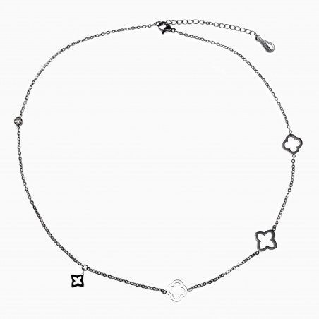 Verstelbaar Ketting Klavertje Vier Dames18K GP RVS - Geluk Halsketting