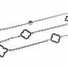 Ketting Dames - Roestvrij Staal Wit Gold Plated - Geluk - Klavertje Vier Halsketting - Verstelbaar Klaverblad Ketting