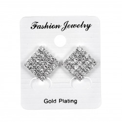 Vierkant Oorclips Dames Gold Plating Zilver Clip-on Oorbellen Zirkonia