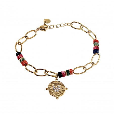 Dames Verstelbaar Armband met Hanger 14k Verguld RVS Natuursteen