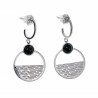 Lange Oorbellen met Ronde Hanger - Groene Natuursteen RVS - Dames