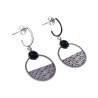 Lange Oorbellen met Ronde Hanger - Groene Natuursteen RVS - Dames