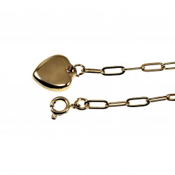 Dames Verstelbaar Paperclip Schakelsarmband met Hart - Verguld RVS